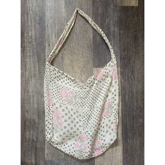 Free People Beach Reusable Shopping Tote Bag Floral Lightweight Gauze 15”x17” - Picture 1 of 5